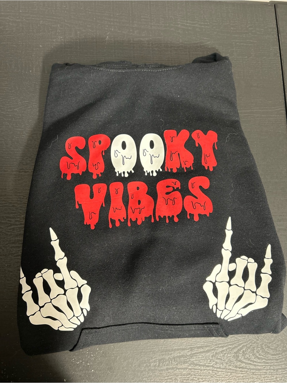 Gildan Black Crewneck Sweatshirt with Red & White 'Spooky Vibes' Graphic
